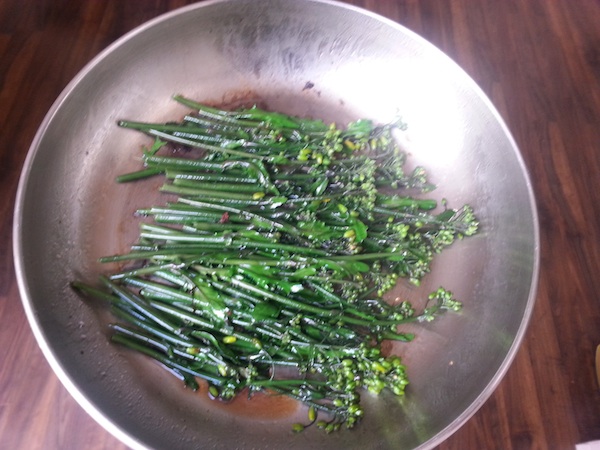 Kale flower shoots basted in the pan. Add a little crushed garlic if it suits you :)